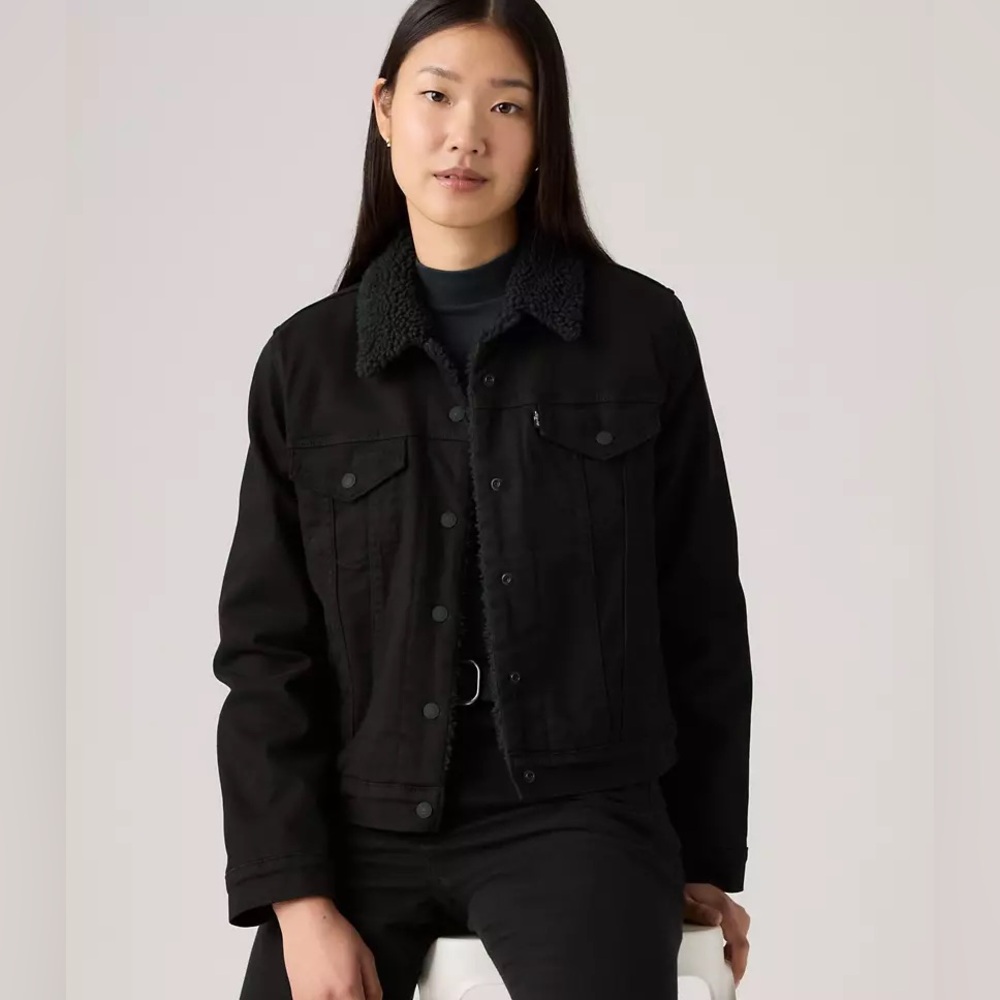 Levi’s Black Sherpa-Lined Jean Jacket